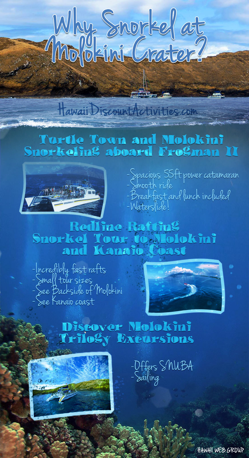why snorkel at molokini crater infographic
